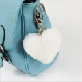 Cute Heart Pendant Keychain Car Key Ring Holder Women's Pom Poms Key Cover Women Handbag Charms Hang Jewelry Accessories Trinket